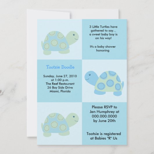 Drie kleine schildpadden voor 5x7 Baby shower Kaart (Voorkant)