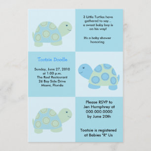 Drie kleine schildpadden voor 5x7 Baby shower Kaart
