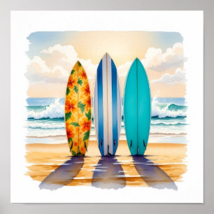 Drie kleine surfplanken poster