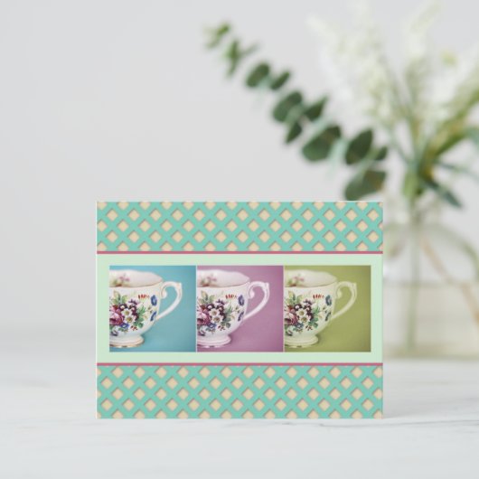 Drie kleine Teacups Briefkaart (Staand voorkant)