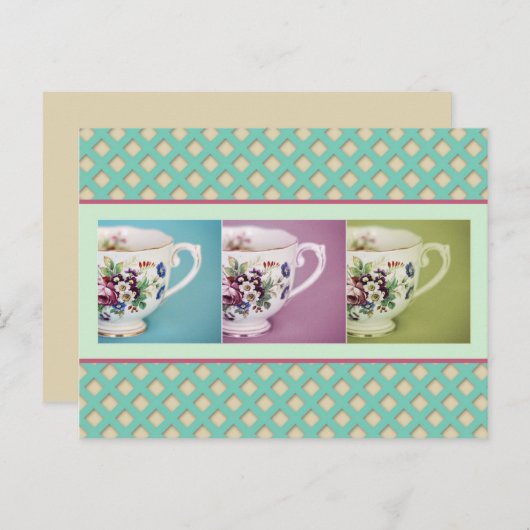 Drie kleine Teacups Briefkaart (Voorkant / Achterkant)