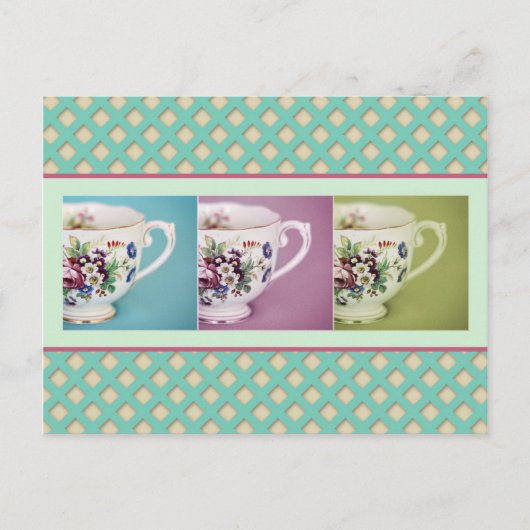 Drie kleine Teacups Briefkaart (Voorkant)