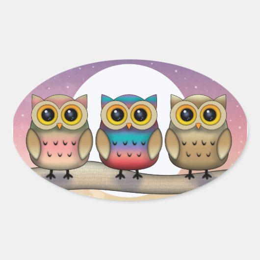 Drie Kleine Uil Stickers (Voorkant)