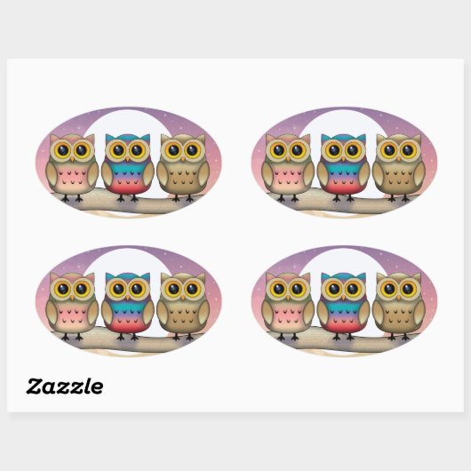 Drie kleine uilen Stickers (Vel)