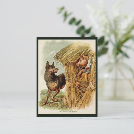 Drie kleine Varkens Big Bad Wolf,  Fairy Tale Briefkaart (Staand voorkant)