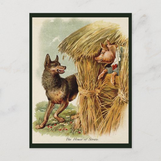 Drie kleine Varkens Big Bad Wolf,  Fairy Tale Briefkaart (Voorkant)