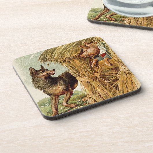 Drie kleine Varkens Big Bad Wolf,  Fairy Tale Drankjes Onderzetter (Linkerzijde)