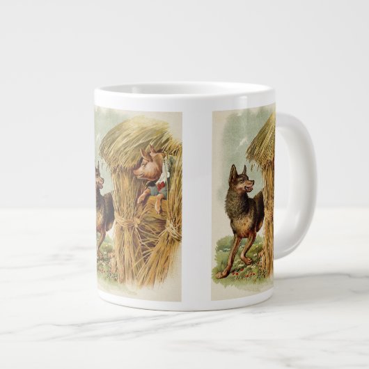 Drie kleine Varkens Big Bad Wolf,  Fairy Tale Grote Koffiekop (Voorkant rechts)