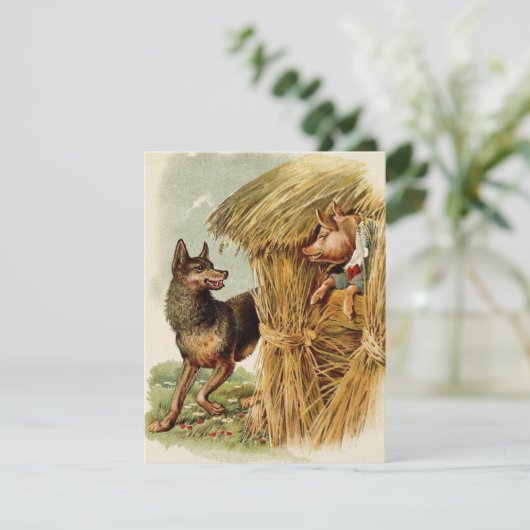 Drie kleine Varkens Big Bad Wolf,  Fairy Tale Kaart (Staand voorkant)