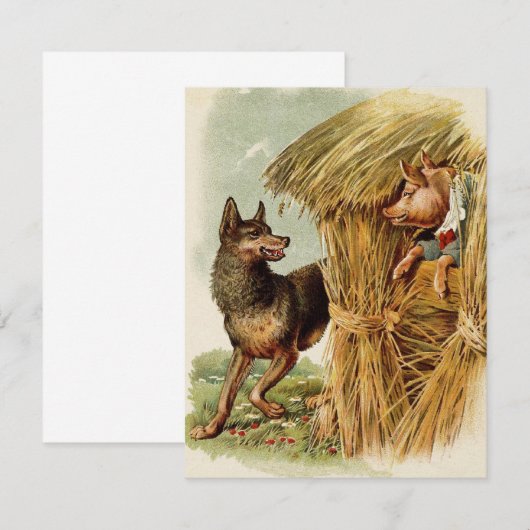 Drie kleine Varkens Big Bad Wolf, Fairy Tale Kaart (Voorkant / Achterkant)
