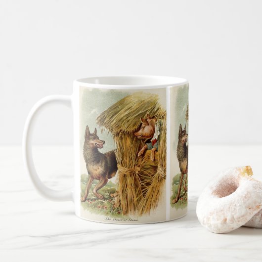 Drie kleine Varkens Big Bad Wolf,  Fairy Tale Koffiemok (Met donut)