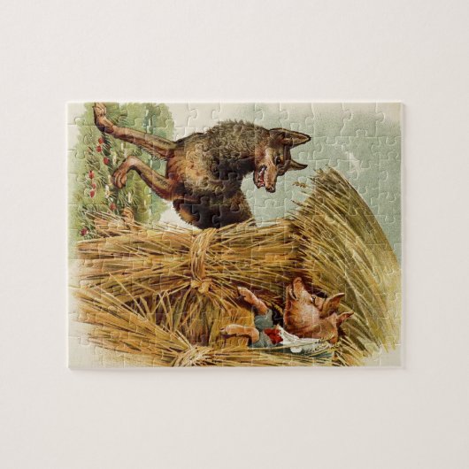 Drie kleine Varkens Big Bad Wolf,  Fairy Tale Legpuzzel (Horizontaal)