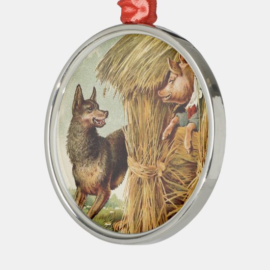 Drie kleine Varkens Big Bad Wolf,  Fairy Tale Metalen Ornament (Links)