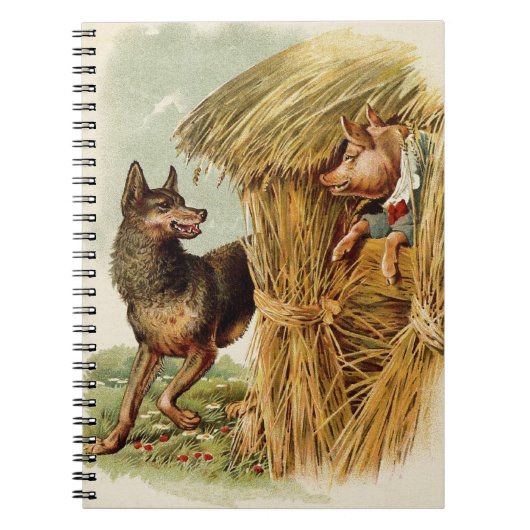 Drie kleine Varkens Big Bad Wolf,  Fairy Tale Notitieboek (Voorkant)