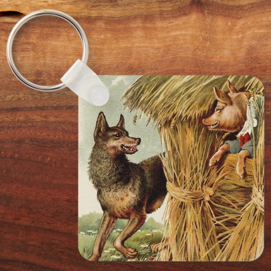 Drie kleine Varkens Big Bad Wolf,  Fairy Tale Sleutelhanger (Voorkant)