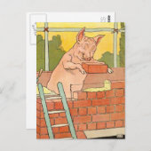 Drie kleine varkens: Bouwstenen voor een huis Briefkaart (Voorkant / Achterkant)