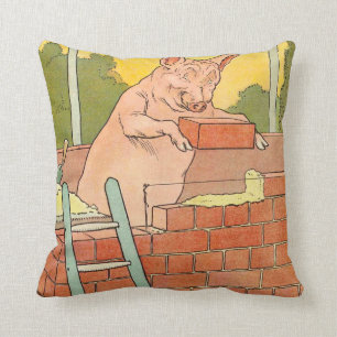 Drie kleine varkens: Bouwstenen voor een huis Kussen