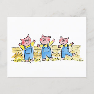 Drie kleine varkens briefkaart