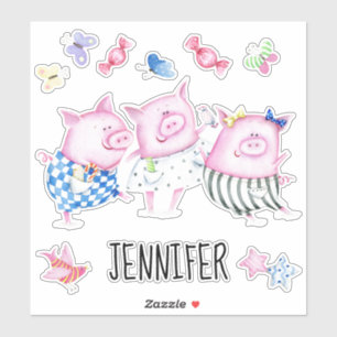 Drie kleine Varkens Custom Sticker Set