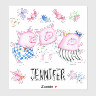 Drie kleine Varkens Custom Sticker Set
