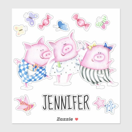 Drie kleine Varkens Custom Sticker Set (Vel)