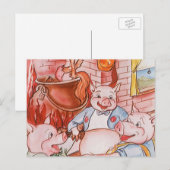 Drie kleine Varkens die wolf koken,  feiale tale Briefkaart (Voorkant / Achterkant)
