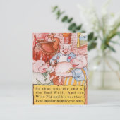 Drie kleine Varkens die wolf koken,  feiale tale Briefkaart (Staand voorkant)