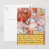 Drie kleine Varkens die wolf koken,  feiale tale Briefkaart (Voorkant / Achterkant)