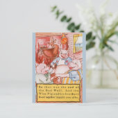 Drie kleine Varkens die wolf koken, feiale tale Briefkaart (Staand voorkant)