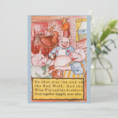 Drie kleine Varkens die wolf koken, feiale tale Kaart (Staand voorkant)
