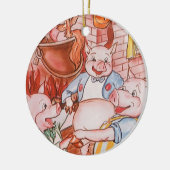 Drie kleine Varkens die wolf koken,  feiale tale Keramisch Ornament (Links)