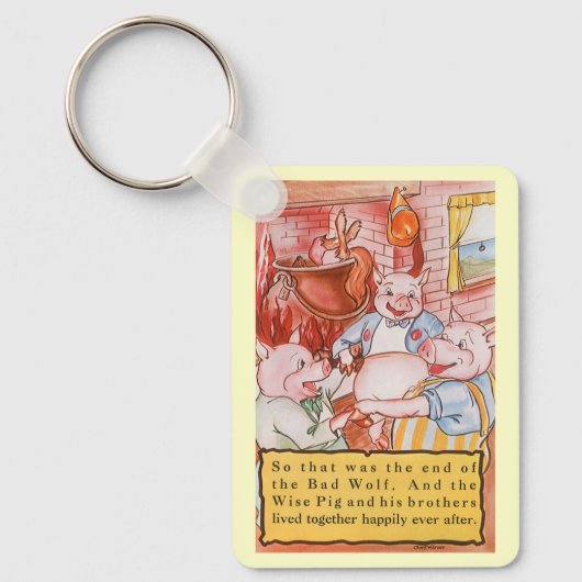 Drie kleine Varkens die wolf koken, feiale tale Sleutelhanger (Voorkant)