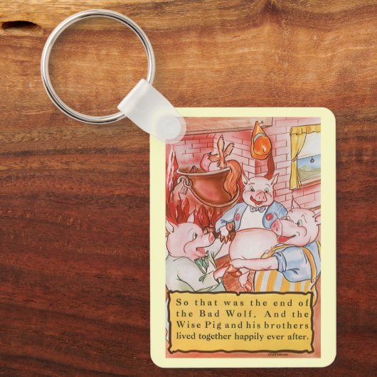 Drie kleine Varkens die wolf koken, feiale tale Sleutelhanger (Voorkant)
