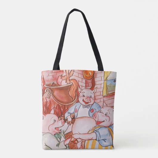 Drie kleine Varkens die wolf koken, feiale tale Tote Bag (Achterkant)