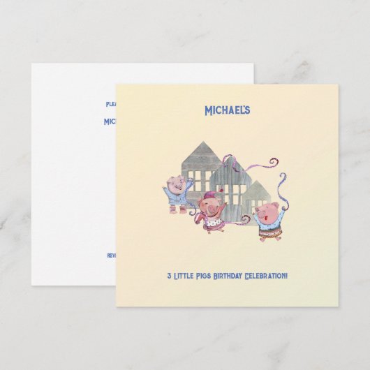 Drie kleine Varkens Eeuwdagfeest Kaart (Voorkant / Achterkant)
