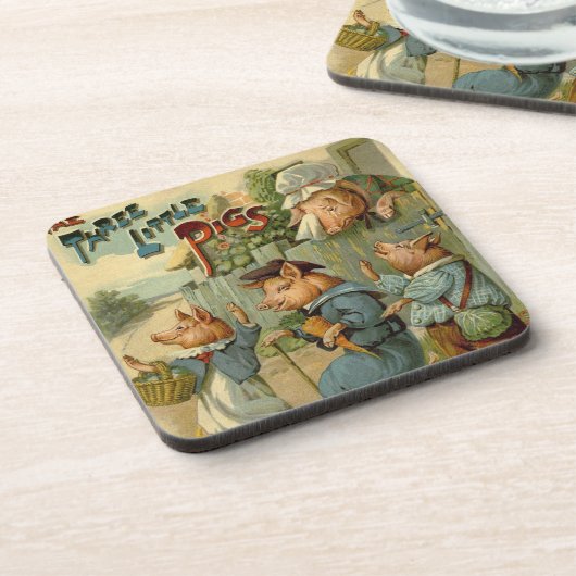 Drie kleine Varkens  Fairy Tale Bier Onderzetter (Linkerzijde)