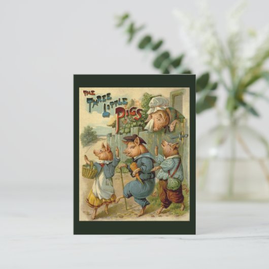Drie kleine Varkens  Fairy Tale Briefkaart (Staand voorkant)