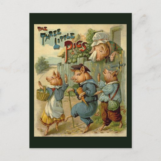 Drie kleine Varkens Fairy Tale Briefkaart (Voorkant)