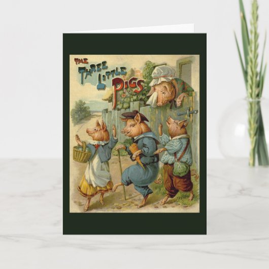 Drie kleine Varkens Fairy Tale Kaart (Voorkant)