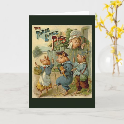 Drie kleine Varkens  Fairy Tale Kaart (Gele Bloem)