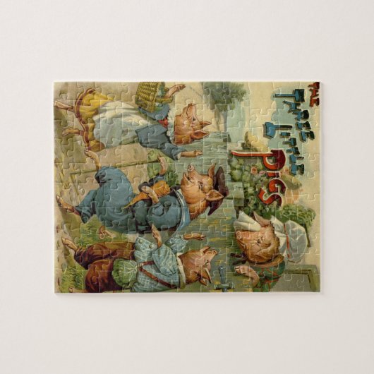 Drie kleine Varkens  Fairy Tale Legpuzzel (Horizontaal)