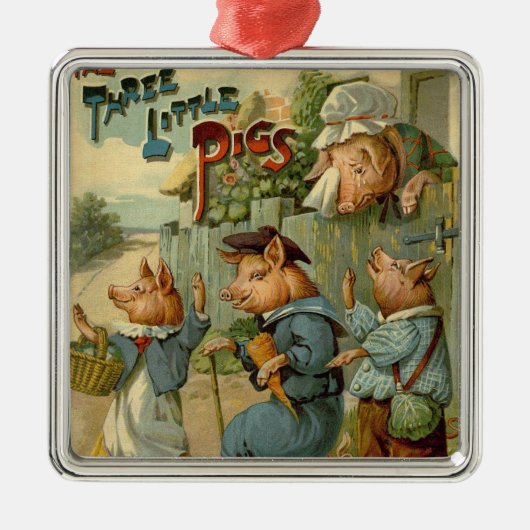 Drie kleine Varkens Fairy Tale Metalen Ornament (Voorkant)