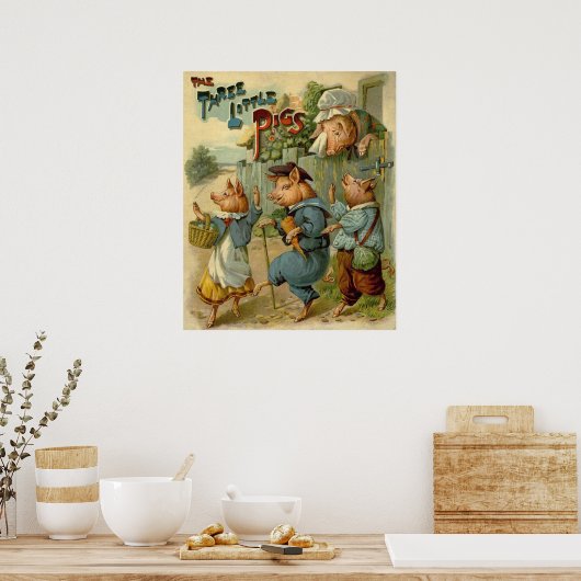 Drie kleine Varkens Fairy Tale Poster (Keuken)