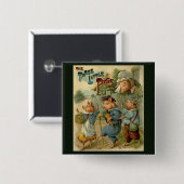 Drie kleine Varkens  Fairy Tale Vierkante Button 5,1 Cm (Voorkant /achterkant)