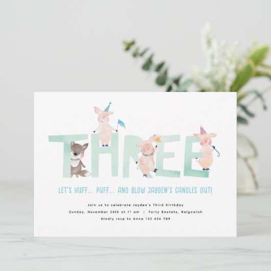 Drie Kleine Varkens Grote Boze Wolf, Jongens Derde Kaart (Staand voorkant)