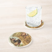 Drie Kleine Varkens Grote Boze Wolf, Klassiek Spro Zandsteen Onderzetter (Zijkant)