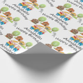 Drie kleine varkens kleurrijke folk en sprookje cadeaupapier (Hoek)