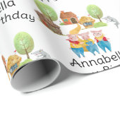 Drie kleine varkens kleurrijke folk en sprookje cadeaupapier (Rol Hoek)