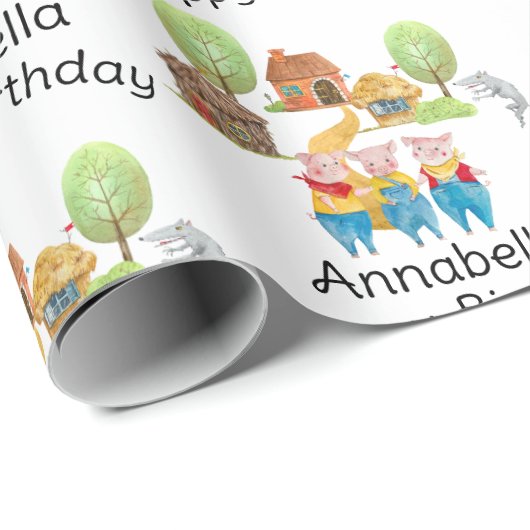 Drie kleine varkens kleurrijke folk en sprookje cadeaupapier (Rol Hoek)