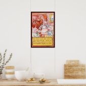 Drie Kleine Varkens Koken Wolf, Vintage Sprookje Poster (Keuken)